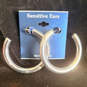 SILVER STUD HOOPS FOR SENSITIVE SKIN